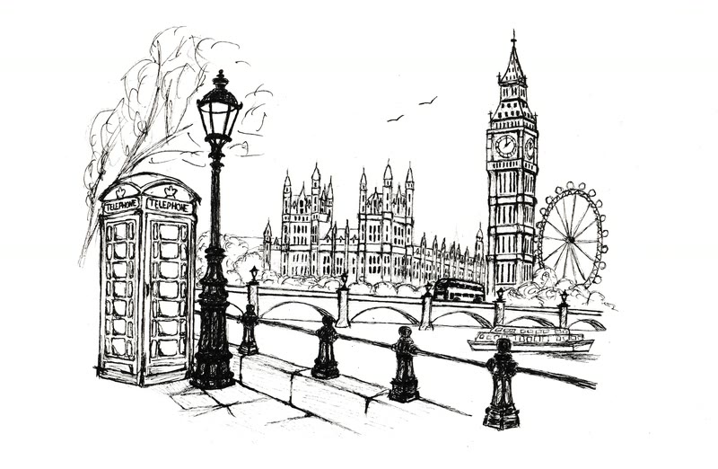 An ink drawing of London by Agnes